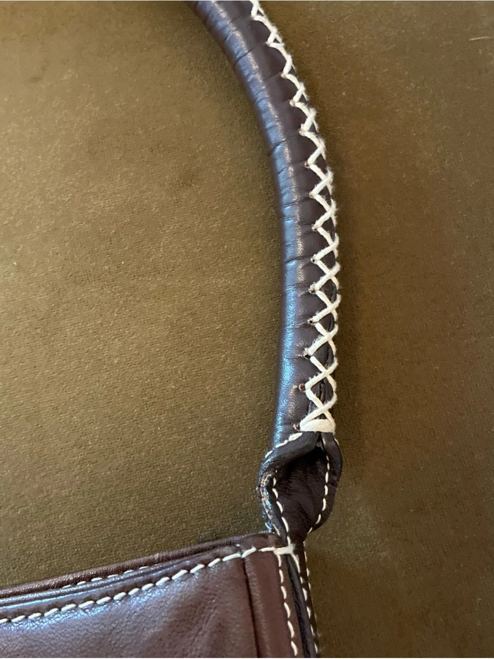 Vintage boho western  Ralph Lauren Brown Shoulder Bag Y2K Baguette stitching